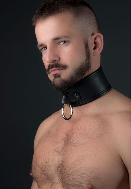 Black Leather Collar with 1 Ring