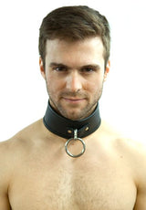 Black Leather Collar with 1 Ring