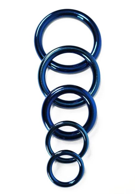 Round Steel Ring - Blue 8mm (many sizes)