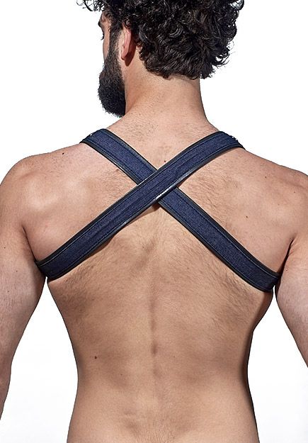 Crossed Back 1.5'' Denim Half Harness