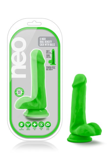 Dildo Neo 6" double densité avec couilles