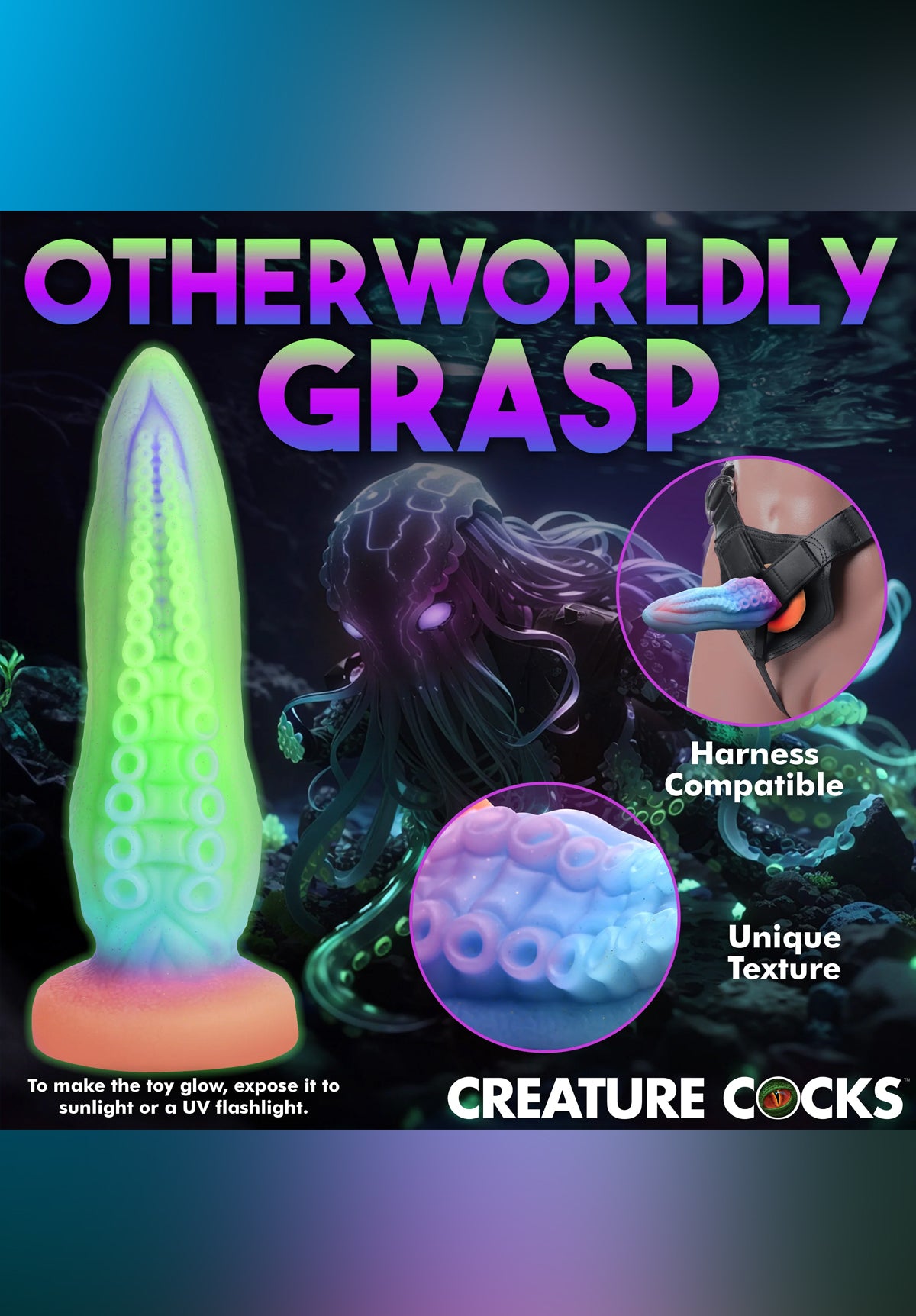 Tenta-Cock Glow-in-the-Dark Silicone Dildo | Creature Cocks XR Brands